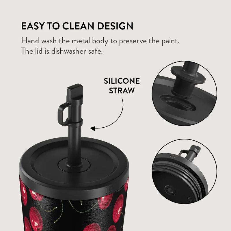 Burga  Burga Cherrybomb 700ml Travel Mug Flap & Straw Set Lid Combo – BPA-Free Stainless Steel, Triple-Layer Insulated, Leak-Resistant, Premium Printed Design – Hot & Cold Drinks  | Best Price UAE